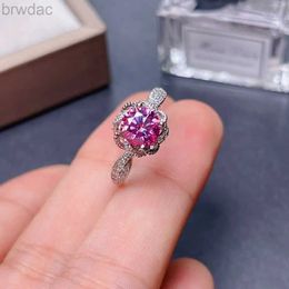 Solitaire Ring New Crackling Pink Moissanite Ring for Women Jewelry Engagement Ring for Wedding Real 925 Silver Party Gift 1 ct Lab Diamond d240419