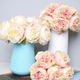 Decorative Flowers Silk Peony Artificial Wedding Bride Bouquet For Home Decoration High Quality Fake Flower Faux Living Room