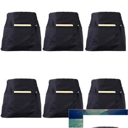 Aprons 6 Pack Black Waist With 3 Pockets - Half For Waitress Waiter 24 X 12 Inch Server Holding Book Gu1 Factory Price Expert Design Dheqi