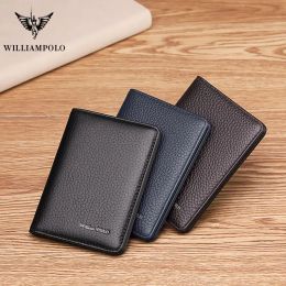 Wallets Men Card Wallet Small Purse Mens Business Genuine Leather Brand Credit Card Holder Thin Wallets Slim Design