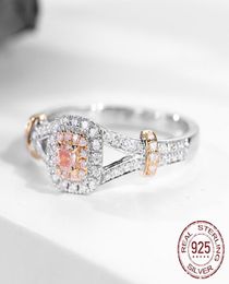 Cute Romantic Female Princess Pink Stone Ring Fashion 925 Silver Jewelry Luxury Promise Engagement Rings J2743815060