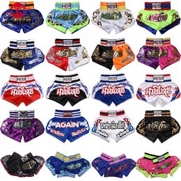 Muay Thai Shorts Adult Kids MMA Boxing Womens Mens Embroidery Kickboxing Training Pants Sanda Martial Arts Fight Gear 240408