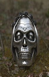 Goth Santa Muerte Ring Rose Crown Sugar Skull Stainless Steel Rings Womens Punk Biker Jewelry Unique Gift7692167