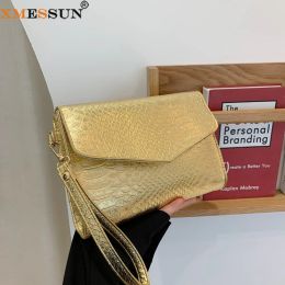 Clutches XMESSUN New PU Leather Clutch Bags for Women 2022 Designer Fashion Lady Snake Pattern Envelope Pouch Casual Wallet