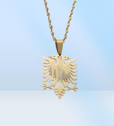 Albania Eagle Pendant Necklaces Gold Color Stainless Steel Jewelry Ethnic Gifts For Women Men2244791