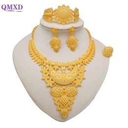 Stud Stud Dubai Gold Color Jewelry Sets For Women Indian Earring Necklace Nigeria Moroccan Bridal Wedding Party Gifts 231109