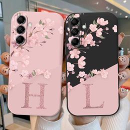 Cell Phone Cases Samsung Galaxy A54 5G Cover Pink Flower Soft Silicone Back Funda Samsung A 54 Coque Bumper Bag J240418