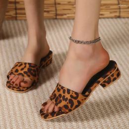 Slippers Large Size Women Fashion Open Toe Leopard Print Flat-heeled 2024 Summer Casual Slides Female Flip Flops