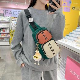 Waist Bags For Women Men Canvas Leisure Contrasting Colour Fanny Travel Shopping Pack Girls Cute Crossbody Chest Bag Y2K