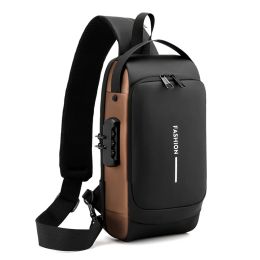 Backpacks Antitheft Men's Waterproof USB Oxford Crossbody Bag Multifunction Shoulder Sling Short Travel Messenger Chest Pack for Male