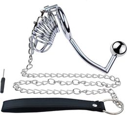 Male Chastity Cage with Anal Hook and Rope Chastity Devices Penis Lock Device Ergonomic Design for Men, Couples Bondage SM Sex Toys (45mm/1.77in)
