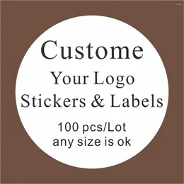 Party Supplies 100pcs Custom LOGO Stickers White Label/Wedding Packaging Sticker Design Kraft Baking Your Own Name THANK YOU Labels