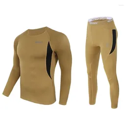 Yoga Outfit Khaki Underwear Breathable Thermal Underclothes Tactical Winter Warm Outdoor Sports Clothing Running T-shirts And Pants Sets
