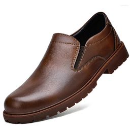 Casual Shoes High Quality 2024 Men Leather Flat Designer Loafers Mens Office Business Shoe Comfy Antiskid Dress