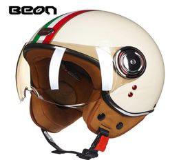 BEON Motorcycle 34 Half Face Helmet Scooter Moto Helmet Jet Vintage Retro Headgear ECE Approved Casco With Windproof Visior6638568