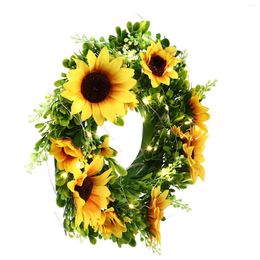 Decorative Flowers Sunflower Garland Lights Fall Wedding Decorations LED Lamp Romantic Holiday Hanging Cloth Lighting Party