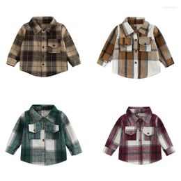 Jackets Toddler Baby Coat Plaid Shirt Jacket Casual Lapel Long Sleeve Button Up Cardigan For Boys Girls Spring Fall Kids Clothes