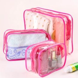 Cosmetic Makeup Bags Clear PVC with Zipper Handle Portable Travel Luggage Pouch Waterproof Storage Bag LL