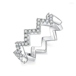 Cluster Rings Dainty Full Around Wavy Moisssanite S925 Silver Couple Original Certified For Women Men Customised Lettering