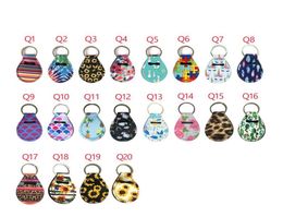 SBR Neoprene Quarter Holder Keychain Diving material 20 different Designs Pattern Floral Print with Metal Ring5655316