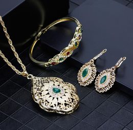 SUNSPICEMS Gold Colour Arabic Necklace Earring Cuff Bracelet Women Ethnic Wedding Jewellery Sets Morocco Caftan Fashion Accessories5606265
