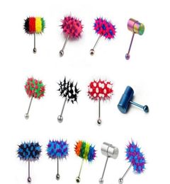 New Arrival Multi Color Silicone Stainless Steel Vibrating Tongue Bar Ring Stud Jewelry Body Piercing 13Style7986369