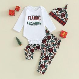 Clothing Sets Baby Girls Boys Christmas Outfits Letter Print Long Sleeve Rompers Tree Pants Hat 3Pcs Fall Clothes Set