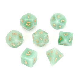 Gemstones Natural Green Aventurine Polyhedral Loose Gemstones Dice 7pcs Set Dungeons & Dragons Stone Dice Set DND RPG Games Ornaments Spot G