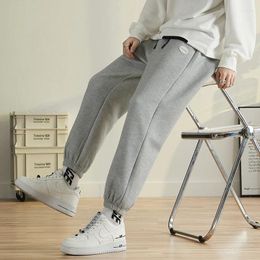 Men's Pants Sweatpants Summer Versatile Solid Colour Drawstring Straight Leg Fitness Casual Fashion Outdoor Running Harem