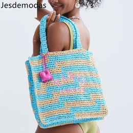 Drawstring Women's Bag Beach Holiday Handmade Woven Bags For Women Knitted Large Straw Stripped Handbag Big Capacity Tote Bucket Woman