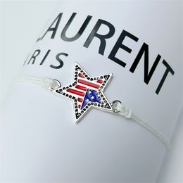 Charm Bracelets American Independence Day Bracelet Personalized Fashion Mti Layered Usa Flag Five Pointed Star Pendant Drop Delivery Ot4Vv