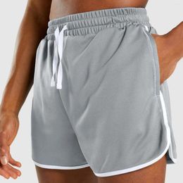 Men's Shorts Male Summer Sport Splice White Bar Drawstring Pocket High Elastic Lace Up Wide Leg Sweat Short