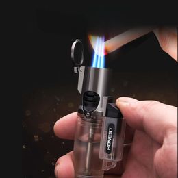 HONEST Transparent Three-fire Direct Injection Powerful Lighter Outdoor Portable Smoking Cigar Iatable Lighter