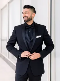Men's Suits Black Formal Wedding Elegant Men Groom Tuxedo Prom Slim Fit Blazer Hombre High Quality Custom 3 Piece Set Costume Homme