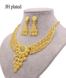Jewelry Sets Dubai 24k Gold Color Ornament for Women Necklace Earrings African Wedding Bridal Party Luxury Gifts Jewellery Set53589341838