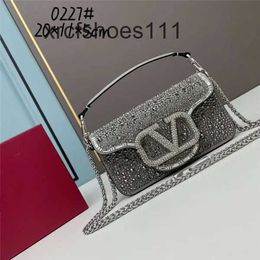 One Evening Luxury Sliding Designer Magnetic Vallentinoo Bag Handbag Bags Crossbody Light Shiny Diamond Brass Shoulder Crystal Buckle Purse Mini Chain 4OJ6