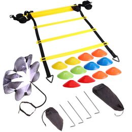 6M 12 Rung Speed Agility Ladder Training Set Field Cones Resistance Parachute Footwork Sport Soccer Football Training Equiment 240407
