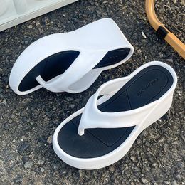 Slippers Summer Flip Flops 2024 Thick Sole For Women Wedges Platform Shoes Soft EVA Ladies Sandals Non-slip Round Toe
