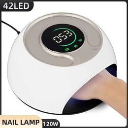 Nail Dryers 42LED Uv Lamp Nail Drying Lamp 120W With Touch Screen Cure All Gel Nail Polish Detachable Manicure Pedicure Salon Tools Y240419
