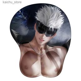 Mouse Pads Wrist Rests 3D Mouse Pad Gojou Satoru Anime Wrist Rest Desk MousePad Mat Gamer Accessory Y240419