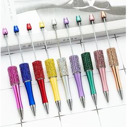 26pc DIY Handmade Sticking Diamond Beaded Ballpoint Pen Stationery Student Gift Beadable Pens For Writing School Office Supplies