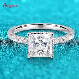 Wedding Rings Smyoue 2.6CTTW Princess Cut Full Moissanite Rings for Women 100% S925 Sterling Silver Wedding Engagement Lab Diamond Band GRA 240419