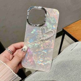 Cell Phone Cases Shell pattern phone case suitable for iPhone 15 promax Pearl Love 14 prom High end 13 Light Luxury H240419