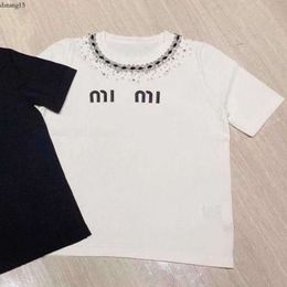 Brand Mui T Shirt Women's Mivmiv Designer High Quality Cotton Round Neck Miui Embroidery Versatile Short Sleeve Shirt Women Summer Cloth 3741