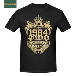 Men's T Shirts Men Made In 1984 40 Years Old Of Being Awesome Shirt Birthday Gift Cotton Tops Amazing Crewneck Tee 4XL 5XL 6XL T-Shirt