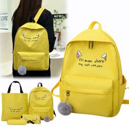 Bags 4Pcs/Set Women School Backpacks Schoolbag Canvas For Teenagers Girls Student College Book Bag Handbags Satchel Bolsas Mochilas