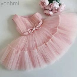 Girl's Dresses Baby Girl First Birthday Party Dress 12 Month Newborn Girls One Shoulder Bow Tulle Tutu Dresses Infant Pageant Princess Costume d240423