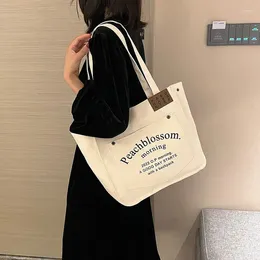 Drawstring Women Canvas Tote Bag Solid Colour Designer Ladies Casual Handbag Shoulder Large Capacity Cotton Reusable Shopping Beach