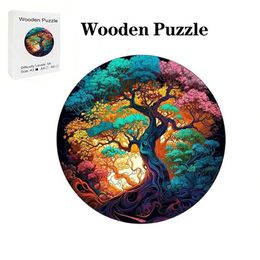 3D Puzzles Wooden Puzzle Creative Yin Yang Sun Moon Tree Of Life Hand-decorated Fun To Explore Puzzles Educational Toys Birthday Gift 240419