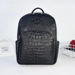 Backpack Fashion Cow Genuine Leather Men Backpacks Alligator Real Student Boy Large Computer Laptop Bag